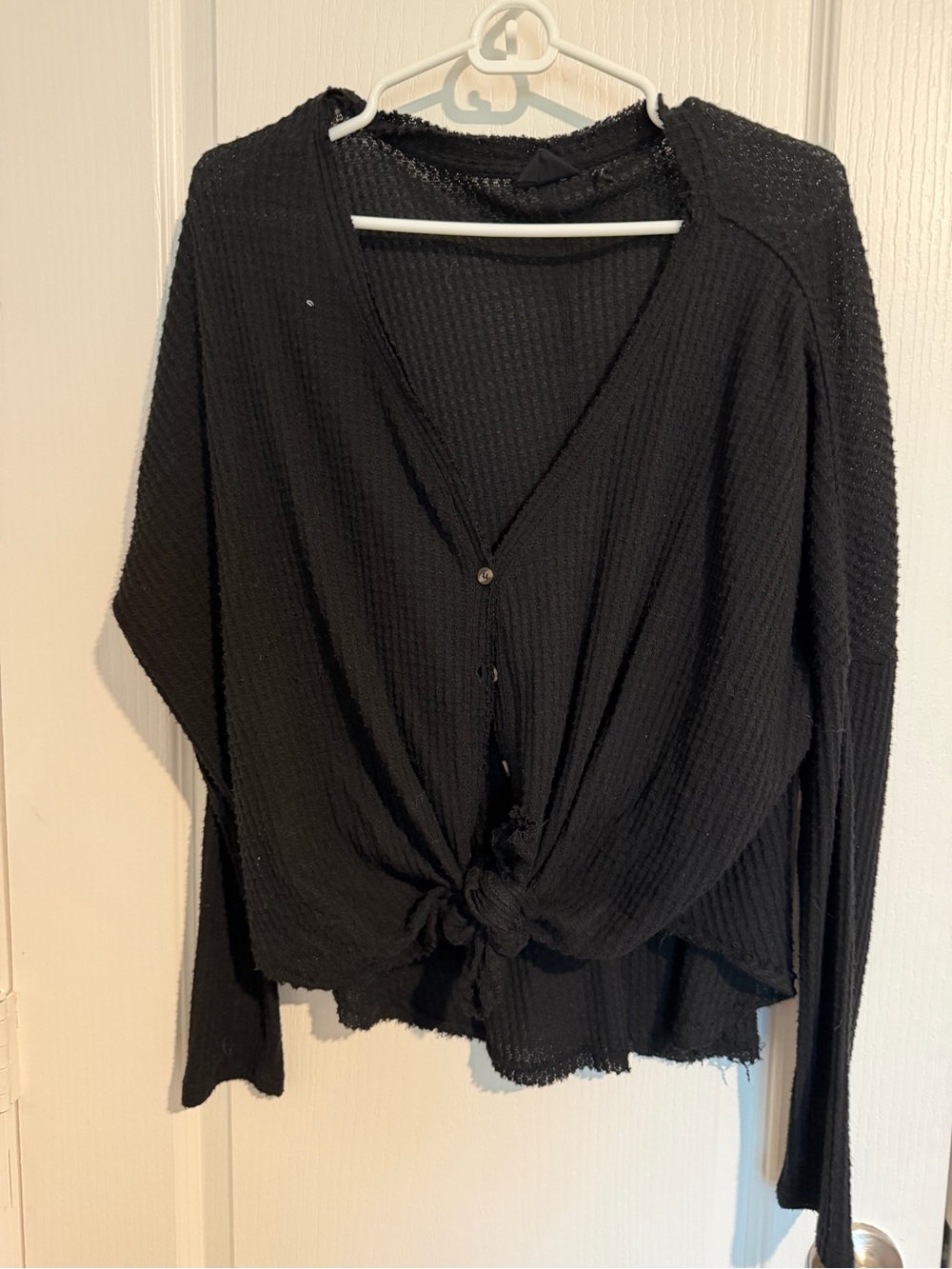 Urban outfitters out from under Black Knot-Front Waffle Knit Women's Sweater